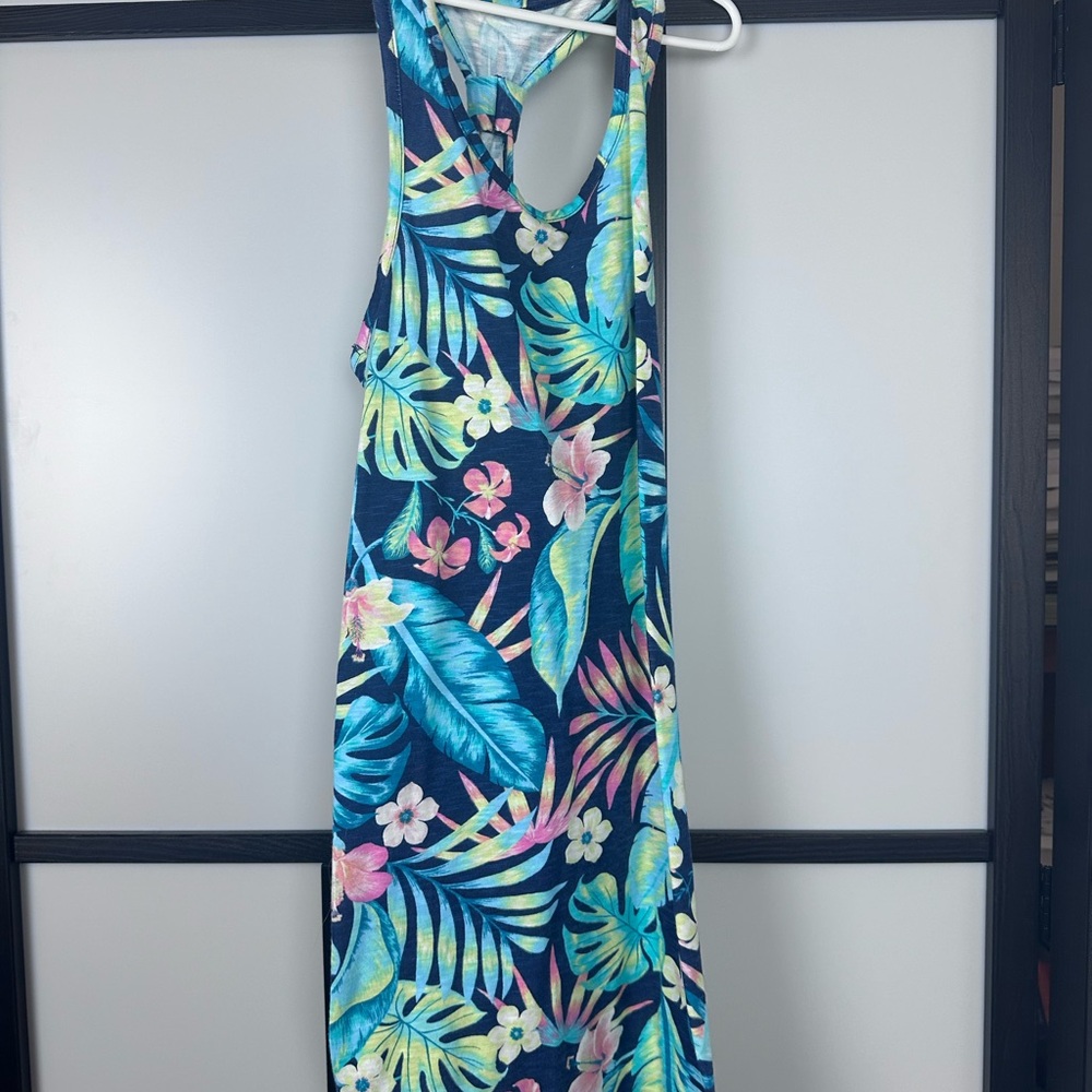 SO Navy and Aqua Floral Dress